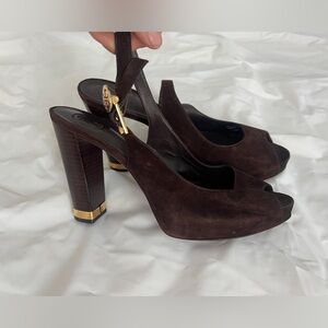 Tory Burch Suede Leather Strap open toe heels